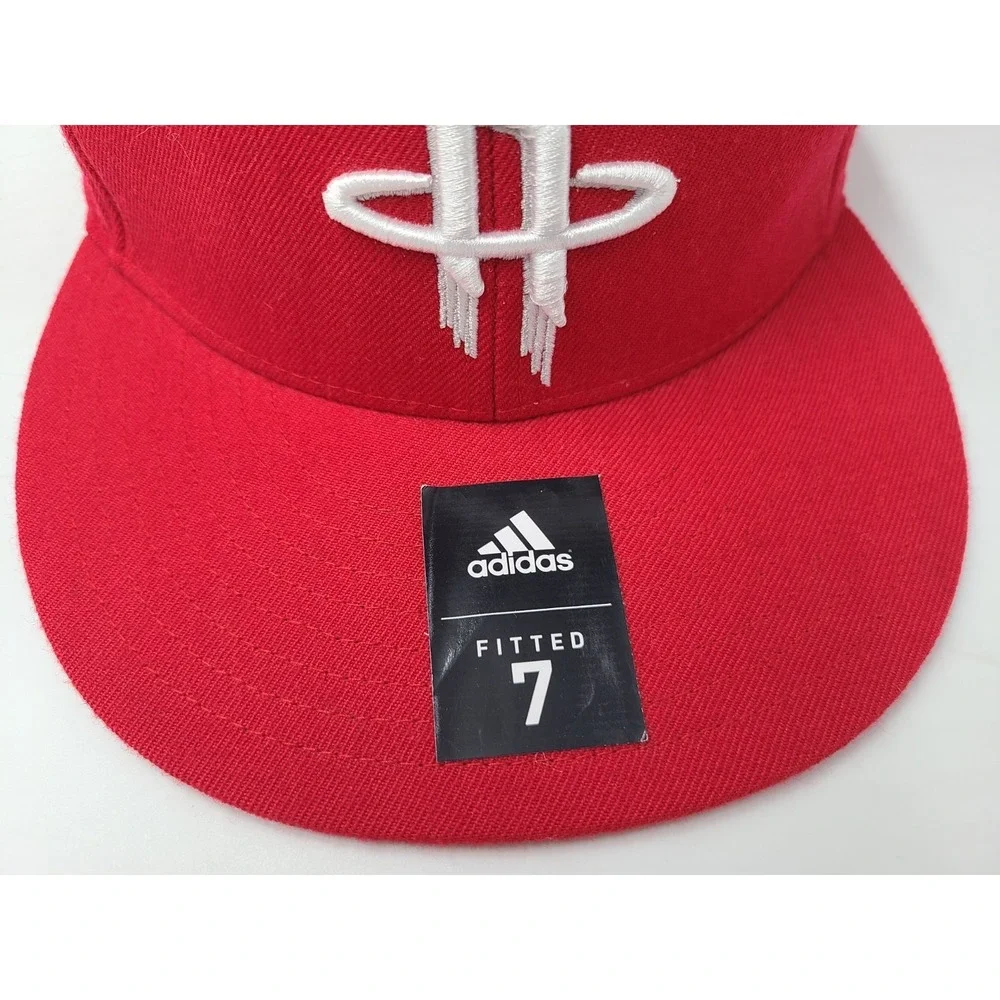 Houston Rockets‎ Adidas Fitted 7 Hat Cap Wool Men Women NBA Basketball Red White